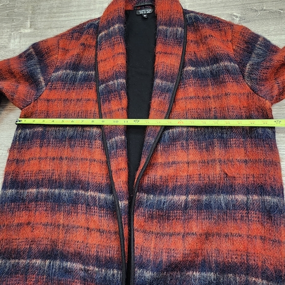 TOPSHOP Wool Blend Shacket Oversized Open Cardigan Jacket Orange Black 6 - Picture 7 of 16